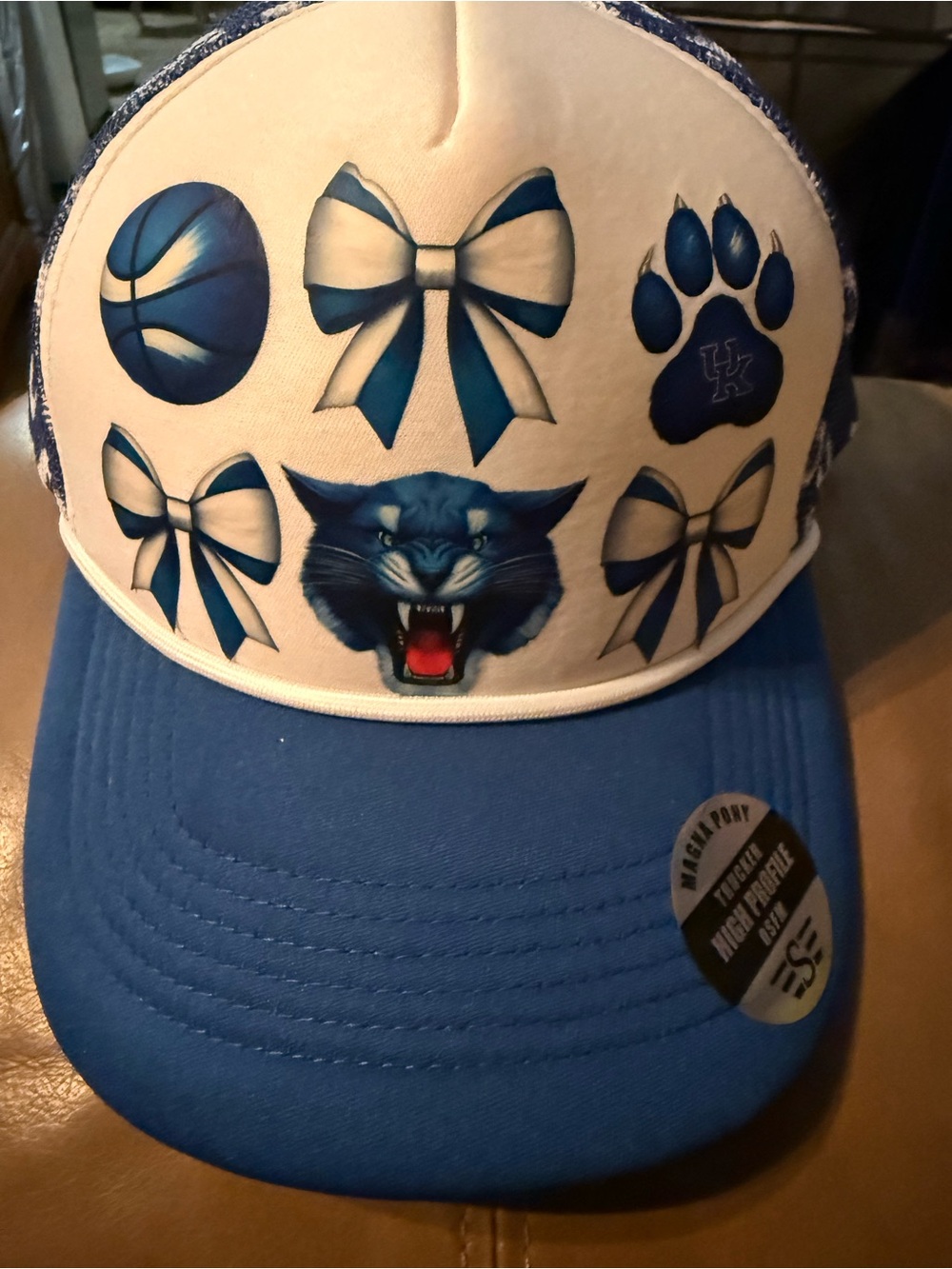 Wildcat Blue and White Cat Graphic Trucker Hat